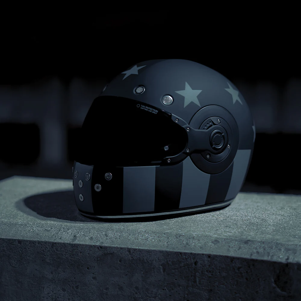 DOT Daytona Retro Full Face Motorcycle Helmet: Vintage Style for Men, Women, & Youth - W/ Captain America Stealth - Image 8