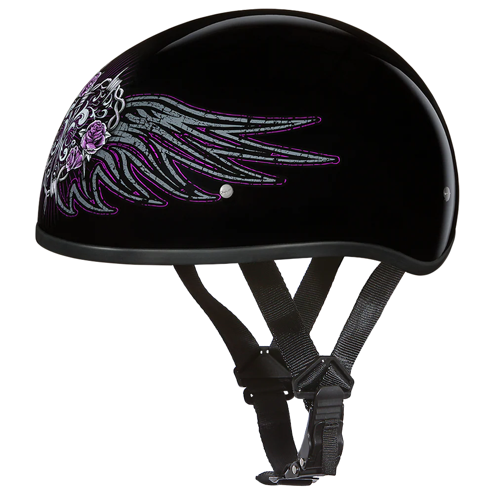 DOT Approved Daytona Motorcycle Half Face Helmet - Skull Cap Graphics for Men & Women, Scooters, ATVs, UTVs & Choppers - W/ Barbed Wire Heart - Image 2