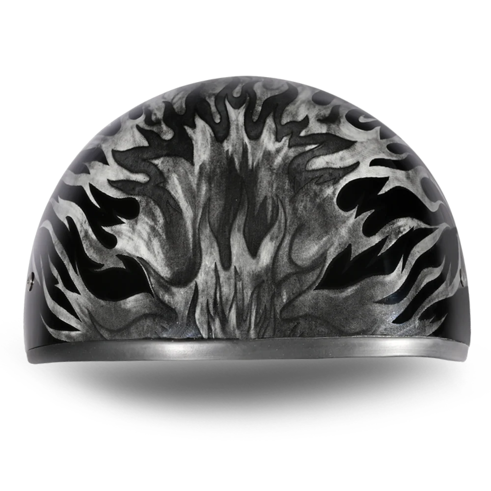 DOT Approved Daytona Motorcycle Half Face Helmet - Skull Cap Graphics for Men & Women, Scooters, ATVs, UTVs & Choppers - W/ Ignite Grey - Image 5